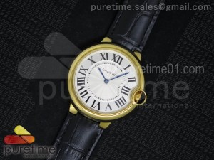 Ballon Bleu 42mm YG White Texture Dial on Black Leather Strap MIYOTA9015