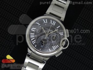 Ballon Bleu De Cartier Chrono 47mm SS Black Textured Dial on SS Bracelet A7750