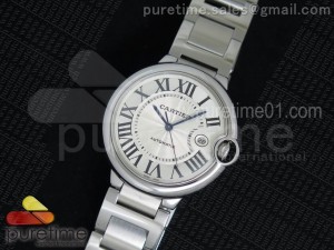 Ballon Bleu 42mm SS White Textured Dial on SS Bracelet A2824