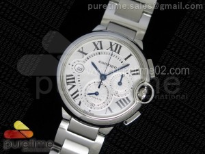 Ballon Bleu De Cartier Chrono 47mm SS White Textured Dial on SS Bracelet A8101