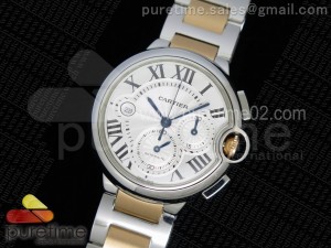 Ballon Bleu De Cartier Chrono 47mm SS White Textured Dial on SS/RG Bracelet A8101