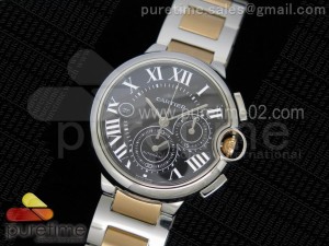 Ballon Bleu De Cartier Chrono 47mm SS Black Textured Dial on SS/RG Bracelet A8101