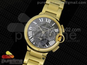 Ballon Bleu De Cartier Chrono 47mm YG Black Textured Dial on YG Bracelet A8101