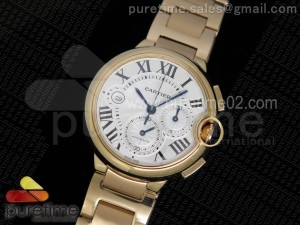 Ballon Bleu De Cartier Chrono 47mm RG White Textured Dial on RG Bracelet A8101