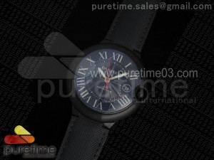 Ballon Bleu 42mm DLC All Black Black Textured Dial on Black Leather Strap A2824