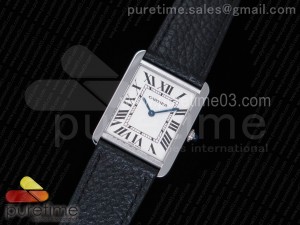 Tank Solo 31mm SS White Dial on Black Leather Strap Ronda Quartz