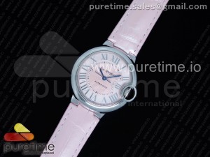 Ballon Bleu 33mm SS AF 1:1 Best Edition Pink Textured Dial on Pink Leather Strap Cal.076