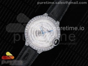 Ballon Bleu 42mm SS Diamonds Bezel Diamonds Dial on Double Side Crocodile Strap MIYOTA 9015