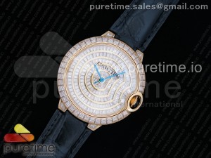 Ballon Bleu 42mm YG Diamonds Bezel Diamonds Dial on Double Side Crocodile Strap MIYOTA 9015