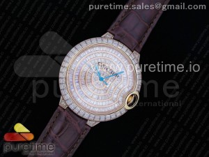 Ballon Bleu 42mm RG Diamonds Bezel Diamonds Dial on Double Side Crocodile Strap MIYOTA 9015