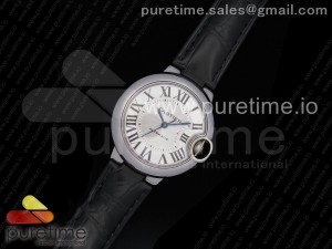 Ballon Bleu 33mm SS AF 1:1 Best Edition White Textured Dial on Black Leather Strap SEIKO NH05A