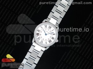 Ronde Solo De Cartier 29mm SS K11 Maker White Dial on SS Bracelet Ronda Quartz