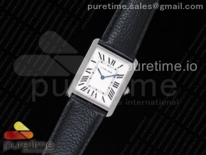 Tank Solo Ladies 28mm SS AF 1:1 Best Edition White Dial on Black Leather Strap Ronda Quartz