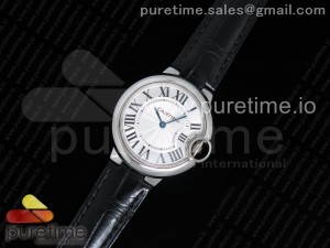 Ballon Bleu 33mm SS AF 1:1 Best Edition White Textured Dial on Black Crocodile Strap Jap Quartz