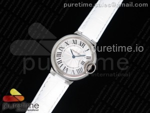 Ballon Bleu 33mm SS AF 1:1 Best Edition White Textured Dial on White Crocodile Strap Jap Quartz