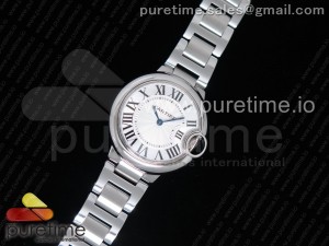 Ballon Bleu 33mm SS AF 1:1 Best Edition White Textured Dial on SS Bracelet Jap Quartz