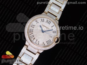 Ballon Bleu 42mm RG Full Paved Diamonds Dial on Diamonds Paved Bracelet MIYOTA 9015