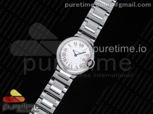 Ballon Bleu 28mm SS AF 1:1 Best Edition White Dial on SS Bracelet Ronda Quartz