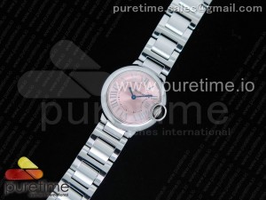 Ballon Bleu 28mm SS AF 1:1 Best Edition Pink Dial on SS Bracelet Ronda Quartz