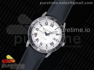 Ronde Croisière De Cartier SS White Dial Black Bezel on Black Nylon Strap A2824