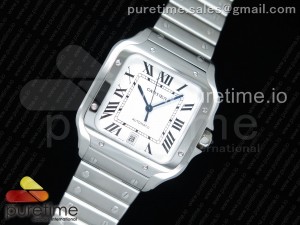 Santos de Cartier 40mm 2018 BVF 1:1 Best Edition White Dial on SS SmartLinks Bracelet MIYOTA 9015