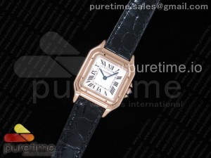 Panthère Secrete Ladies 27mm RG K11 1:1 Best Edition White Dial on Black Croco Strap Ronda Quartz