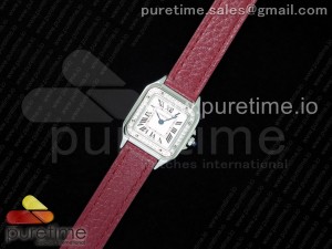 Santos Ladies SS 22mm K11F Best Edition White Dial Diamonds Bezel on Red Leather Strap Ronda Quartz 