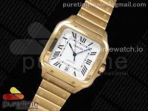 Santos de Cartier 40mm YG 2018 BVF 1:1 Best Edition White Dial on YG SmartLinks Bracelet MIYOTA 9015 V2