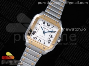 Santos de Cartier 35mm SS/YG 2018 BVF 1:1 Best Edition White Dial on SS/YG SmartLinks Bracelet MIYOTA 9015 V2