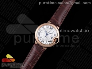 Ballon Bleu 33mm RG AF 1:1 Best Edition WhiteTextured Dial on Brown Leather Strap Cal.076