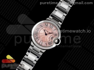 Ballon Bleu 33mm SS AF 1:1 Best Edition Pink Textured Dial on SS Bracelet Jap Quartz V4