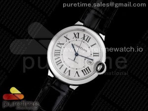 Ballon Bleu 42mm SS AF 1:1 Best Edition White Texture Dial on Black Crocodile Strap A2824 V4