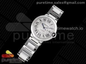 Ballon Bleu 42mm SS AF 1:1 Best Edition White Texture Dial on SS Bracelet A2824 V4