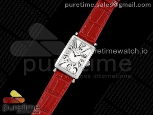 Long Island Ladies SS ZF 1:1 Best Edition on Red Leather Strap Ronda Quartz