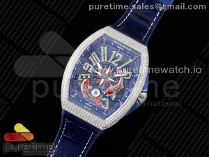 Vanguard V45 KOI Full Diamonds SS ABF 1:1 Best Edition Blue Fish Dial on Blue Gummy Strap A2824