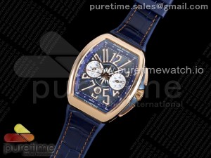 Vanguard Chrono RG ABF 1:1 Best Edition Blue Textured Dial on Blue Gummy Strap A7750