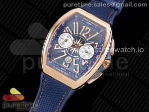 Vanguard Chrono RG ABF 1:1 Best Edition Blue Textured Dial on Blue Nylon Strap A7750