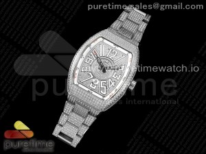 Vanguard SS Full Diamonds ABF Best Edition Diamonds White Dial on Diamonds Bracelet A2824