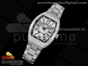 Vanguard SS Full Diamonds ABF Best Edition Diamonds Black Dial on Diamonds Bracelet A2824