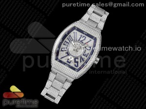 Vanguard SS Full Diamonds ABF Best Edition Diamonds Blue Dial on Diamonds Bracelet A2824