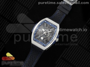 Vanguard V45 SS ABF Best Edition Black Dial Blue Inner Bezel on Black Leather Strap A2824