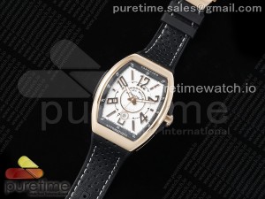 Vanguard V45 RG ABF Best Edition White Dial Black Roman on Black Leather Strap A2824