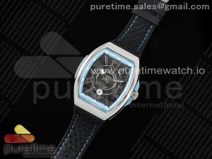 Vanguard V45 SS ABF Best Edition Black Dial Tiffany Blue Inner Bezel on Black Leather Strap A2824