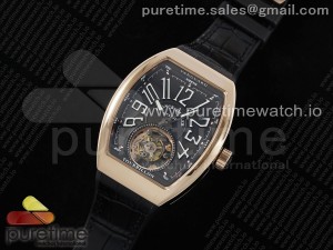 Vanguard Tourbillon RG ABF Best Edition Gray Dial White Marker on Black Leather Strap