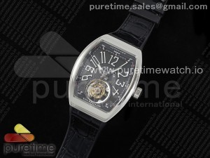 Vanguard Tourbillon SS ABF Best Edition Gray Dial White Marker on Black Leather Strap