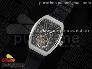 Vanguard Tourbillon SS ABF Best Edition Gray Dial Black Marker on Black Leather Strap