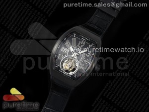 Vanguard Tourbillon PVD ABF Best Edition Gray Dial Black Marker on Black Leather Strap