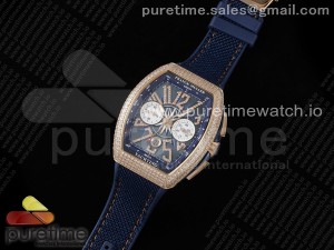 Vanguard Chrono RG Diamonds ABF 1:1 Best Edition Blue Dial on Blue Nylon Strap A7750