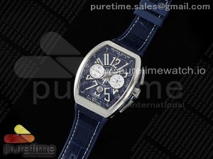 Vanguard Chrono SS ABF 1:1 Best Edition Blue Dial on Blue Leather Strap A7750