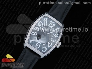 Casablanca SS Black Textured Dial on Black Leather Strap MIYOTA 8215